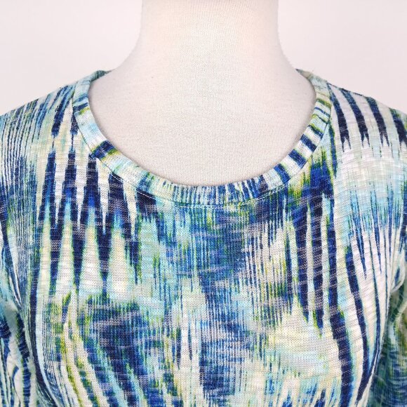 Chico's Womens 1 (Medium/8) Streaky Print 3/4 Sleeve Knit Top - Picture 3 of 4